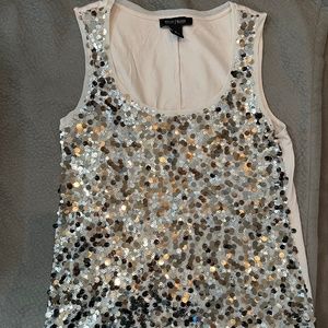 WHBM Gold Fringe Tank Top